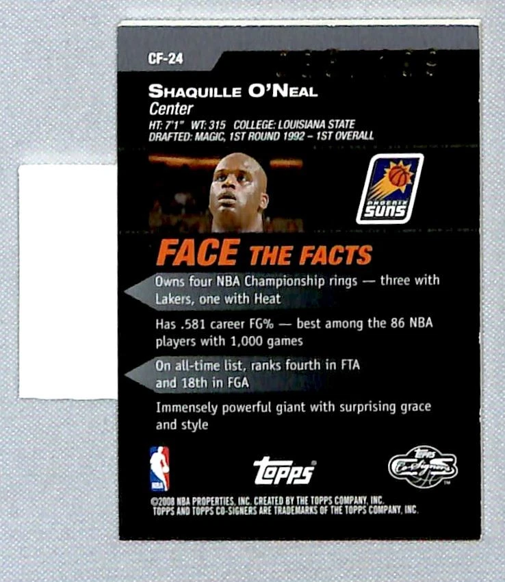 Shaquille O'Neal 2008-09 Topps Co-Signers Changing Faces Gold Left /199 #CF-24 - Image 2 of 2