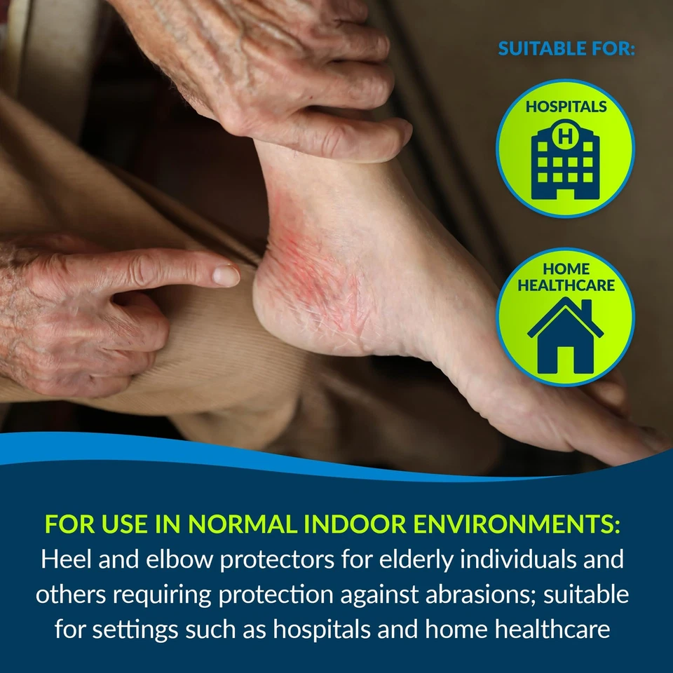 Protectores de talón y codo acolchados de espuma blanca mediana para ancianos un par Foto 4 de 4