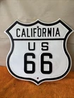 J - Vintage California US Route 66 Shield Porcelain Metal Highway Road Sign