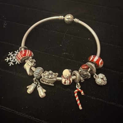 Pandora Deluxe Christmas Charm Bracelet 11pc Nativity Snow Globe 925 ALE