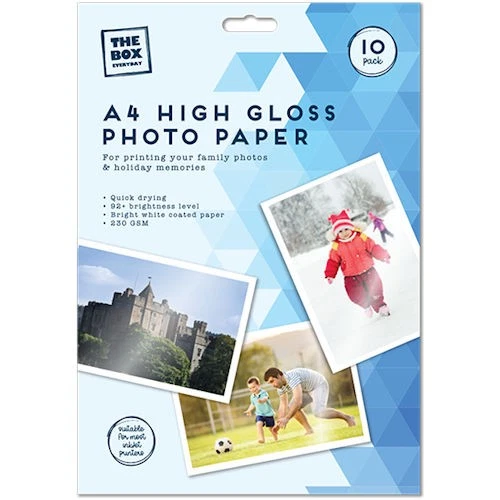 A4 High Gloss Photo Paper - 10 Pack Quick Drying For Inkjet Printers Bright