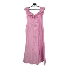 Alfred Sung dress D836 Off the Shoulder Ruffle Satin Trumpet Gown pink size 14