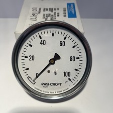 NOS Ashcroft 10-1008-A-02B 100 Pressure Gauge 100mm 1/4in Npt 0-100psi