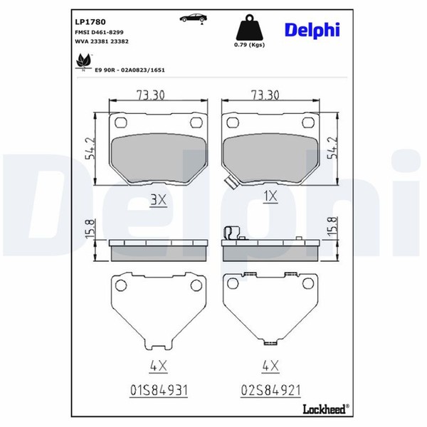 Delphi Bremsbelagsatz Scheibenbremse LP1780 FüR GD Impreza Station Wagon GG AWD-image