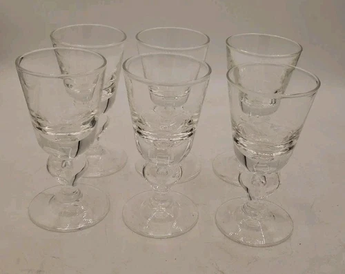 6 STEUBEN Crystal Teardrop Baluster Stem Tall Claret Glasses #7877 Case &Pouches