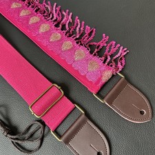 Super Flash rosa Quaste Gitarrengurt Bass Elektro Leder Endstufe Performance