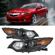 For 2009-2014 Acura Tsx Xenon Hid Black Projector Headlights Assembly Pair 09-14