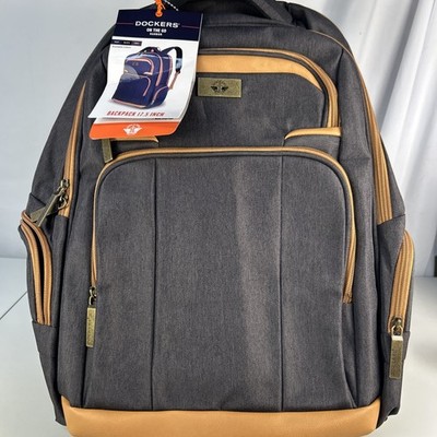 Dockers Harbor Durable Polyester Classic Laptop Travel Backpack, Black 17.5