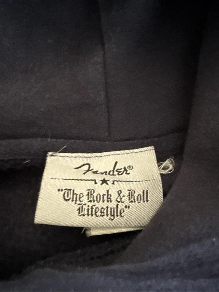 Fender Guitar Rock & Roll Lifestyle Heavy Hoodie Navy Blue Size XL - Image 4 of 4