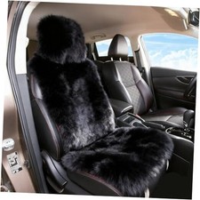 Fluffy Sheepskin Car Seat Cover, Plush Shaggy Furlong Wool Car Seat Steel