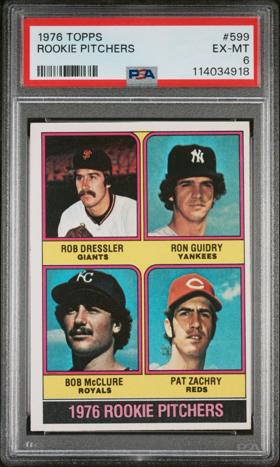 1976 Topps 1976 Rookie Pitchers Ron Guidry #599 (RC) PSA 6 EX-MT