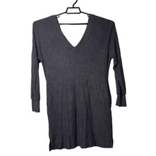 Socialite Double V-Neck Long Sleeves Pullover Tunic Sweater Dress Size X Small