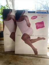 (2) Hanes Her Way Absolutely Bare Control Top Pantyhose Size AB BLACK NIP