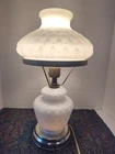 Vtg White Milk Glass Hurricane Table Desk Lamp Married Top, Bottom 15"H