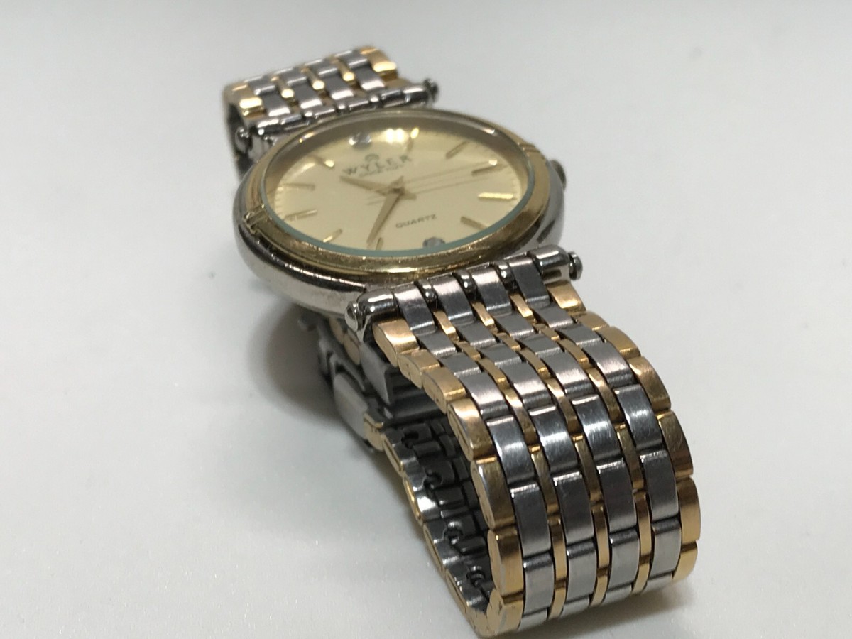 Vintage Watch WYLER double diamond Quartz Gold Silver All  display picture 1