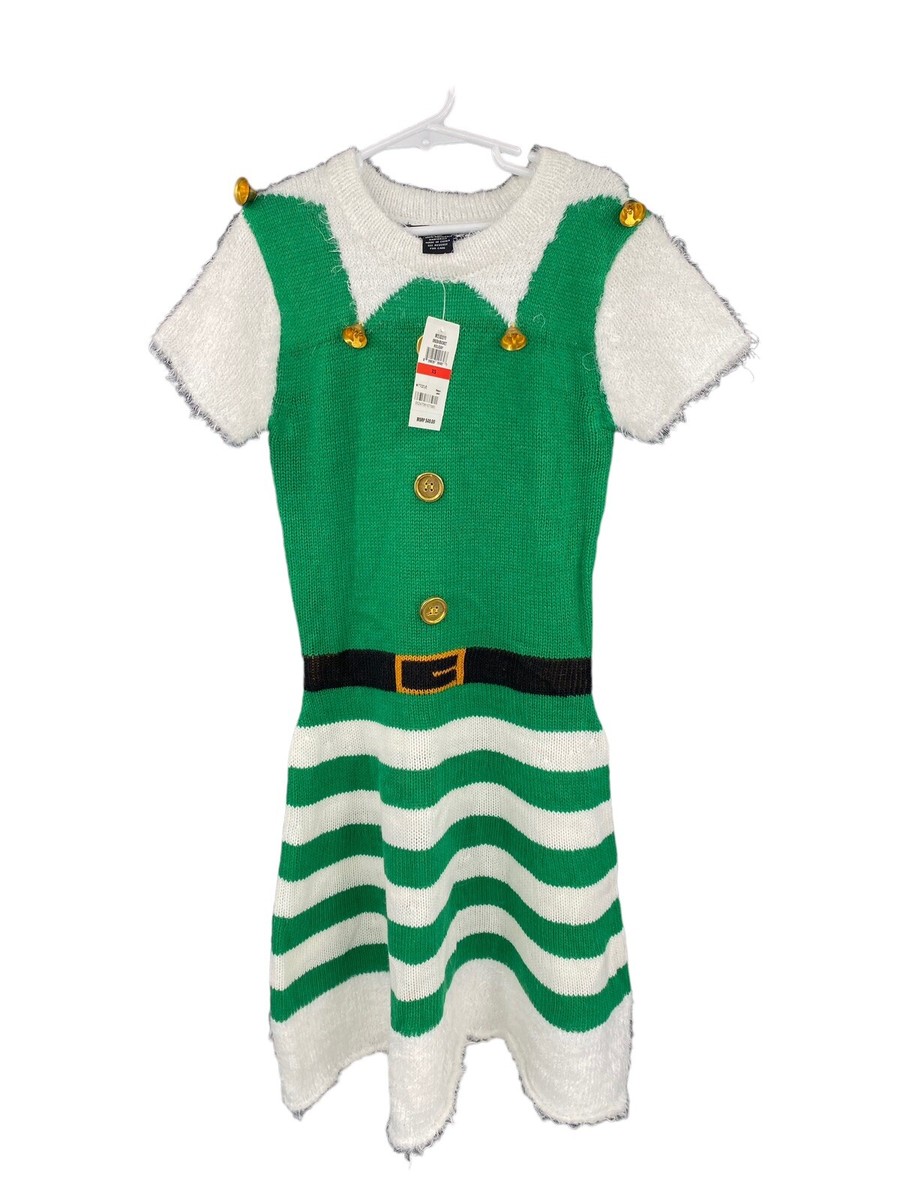 Planet Gold Women's/Girls Christmas Dress Green Elf with Hat And Bells Sz  XS | eBay