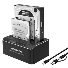 RSHTECH Hard Drive Docking Station Aluminum USB-C/USB 3.0 to SATA Dual Bay Ha...
