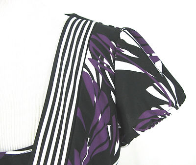 Ann Taylor Loft Dress Sz 8 Empire Waist Sheath Black Purple White