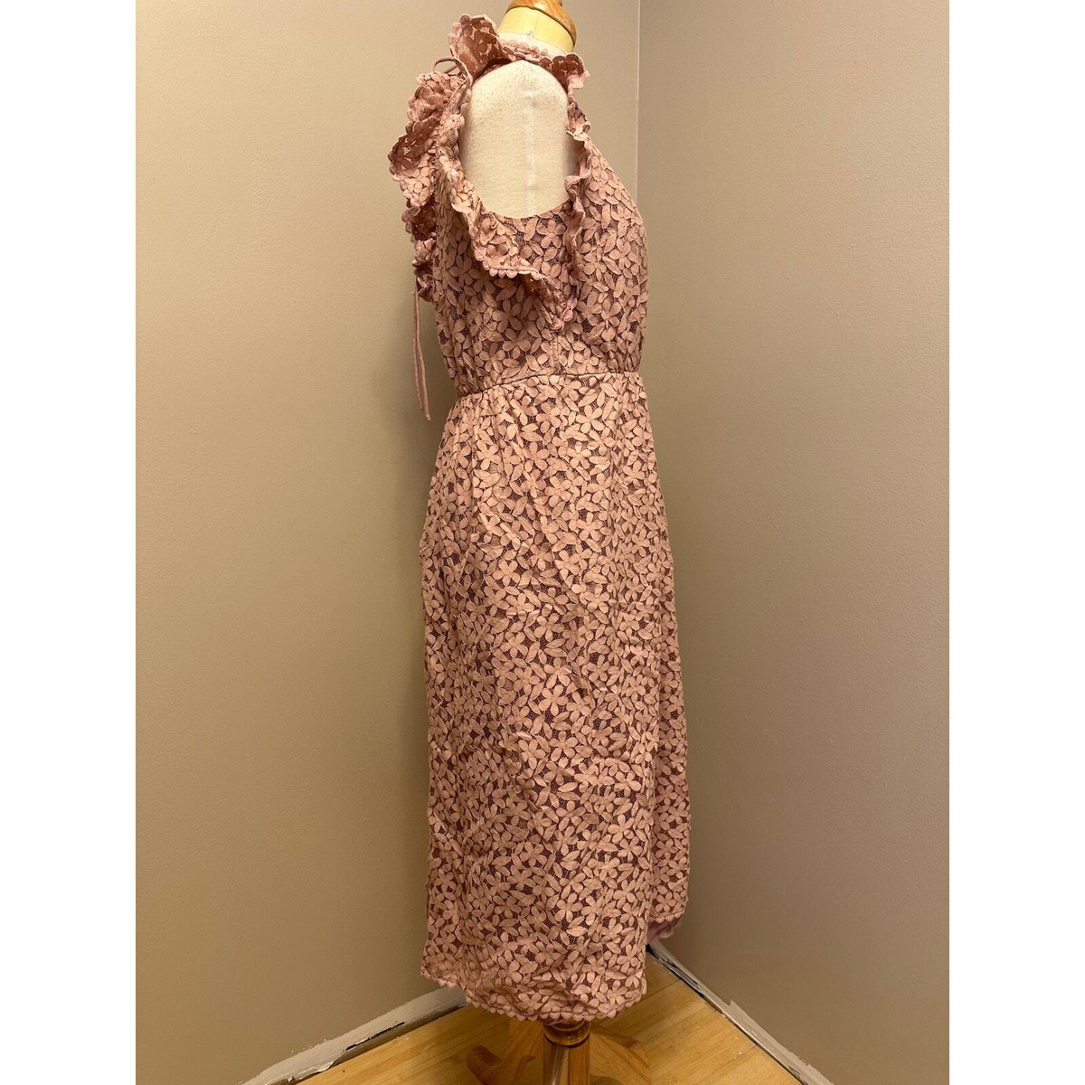 Kate Spade New York Flora Lace Ruffle Dress Light Mauve Sz 10 | eBay