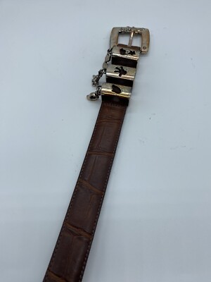 Vintage Brighton Disney Collaboration Womens Size 32 Brown Leather Belt Vintage Brighton for Disney Black Textured Leather Belt  main image 2