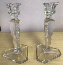 Antique Pair Crystal Cut Glass Candle Sticks Holders Candlesticks 8" Beauties