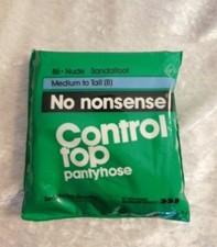 Vtg 1990 No nonsense Control Top Pantyhose Medium to Tall 86 Nude Sandalfoot USA