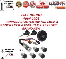 IGNITION FOR FIAT SCUDO 1994-2006 SWITCH LOCK & 5 DOOR LOCK & FUEL CAP SET NEW