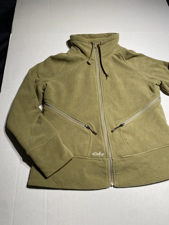 Jaqueta de lã feminina vintage Oakley Y2K XL com zíper bordada oliva - Imagem 3 de 4