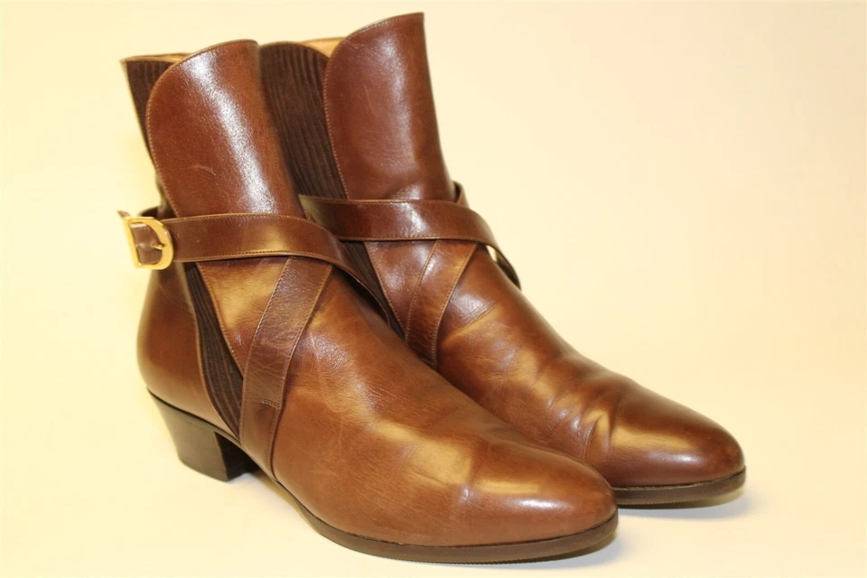 Botín Salvatore Ferragamo DESAJUSTADO Hecho en Italia para Mujer 6.5 6 Cuero UU6731 Foto 2 de 4