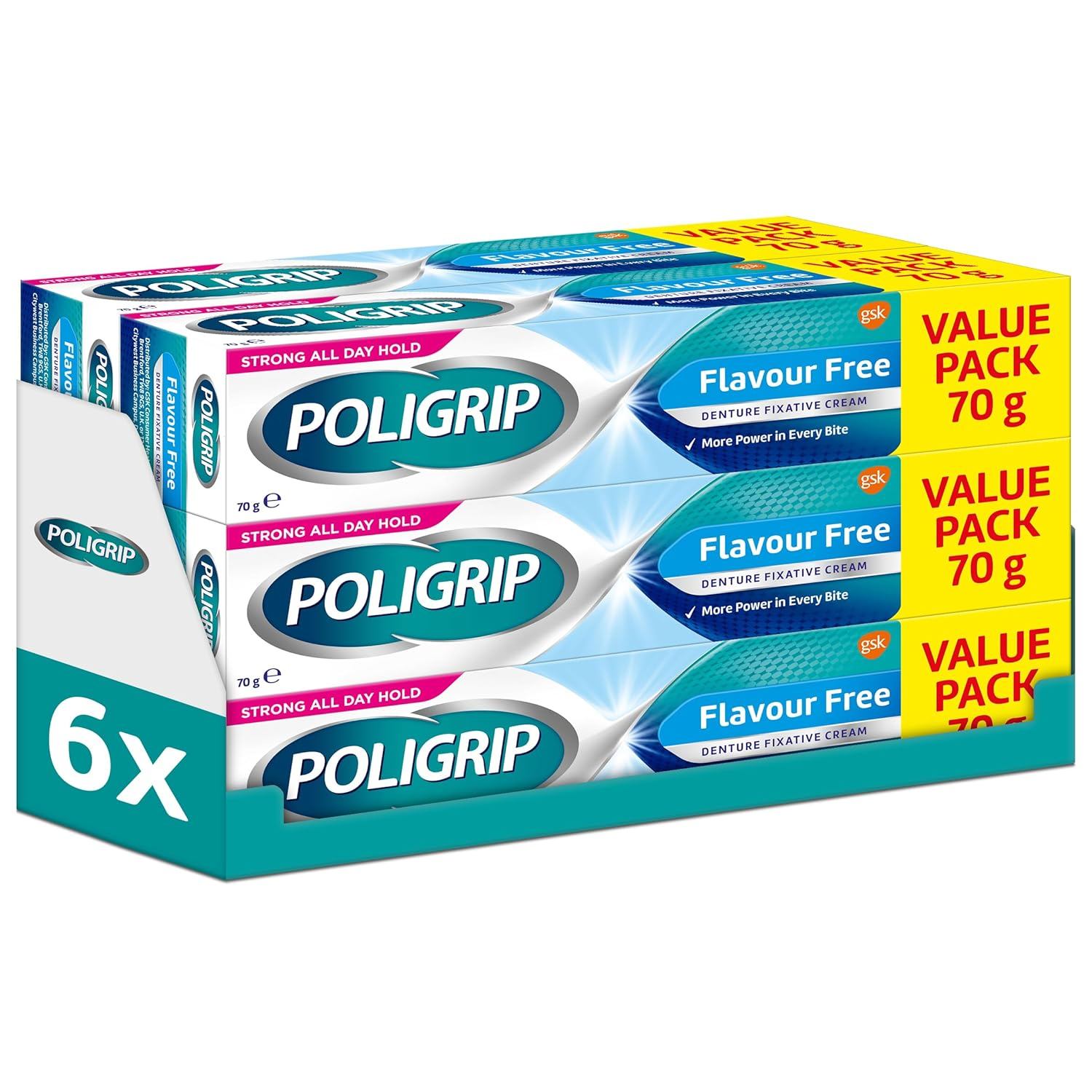 Poligrip Denture Adhesive, Fixative Cream to Secure Dentures, False Teeth and 70