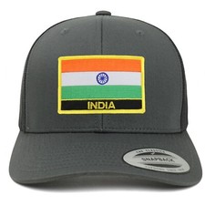 India Flag Patch Retro Trucker Mesh Cap - Free shipping