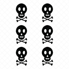 6 Skull Crossbones Decals  Pirate Gothic Vinyl Stickers  Halloween Car Laptop