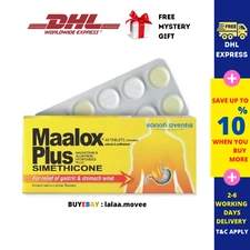 5 x 40 Tablets Maalox Plus Simethicone For Relief of Gastric & Stomach Wind DHL