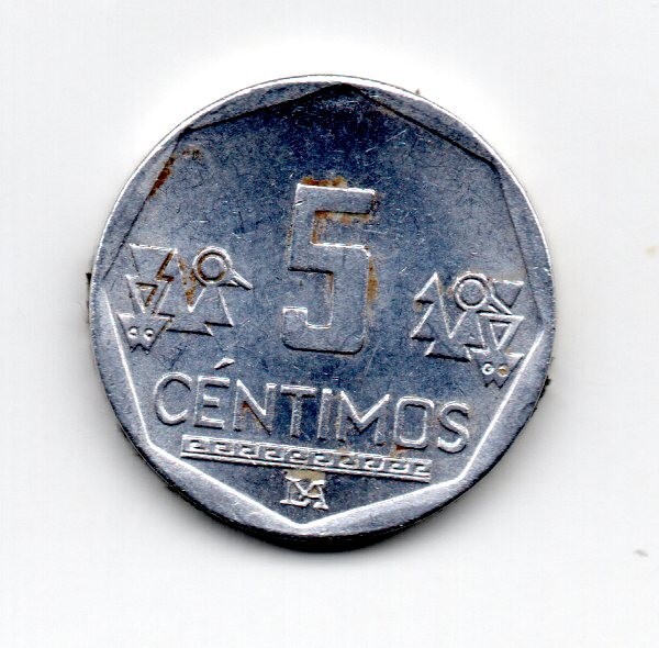Perú 2007, 5 cents aluminum, city of Chan Chan designs: Chimú culture