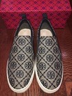 NIB Authentic Tory Burch Navy T Monogram Slip On Sneaker Size 7.5 — photo 2