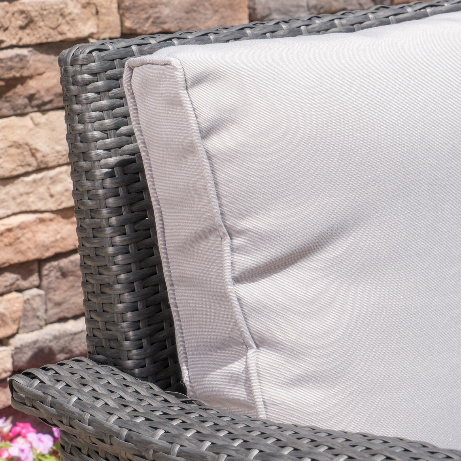 Voyage Outdoor 4 Piece Gray Wicker Chat Set with Cushions