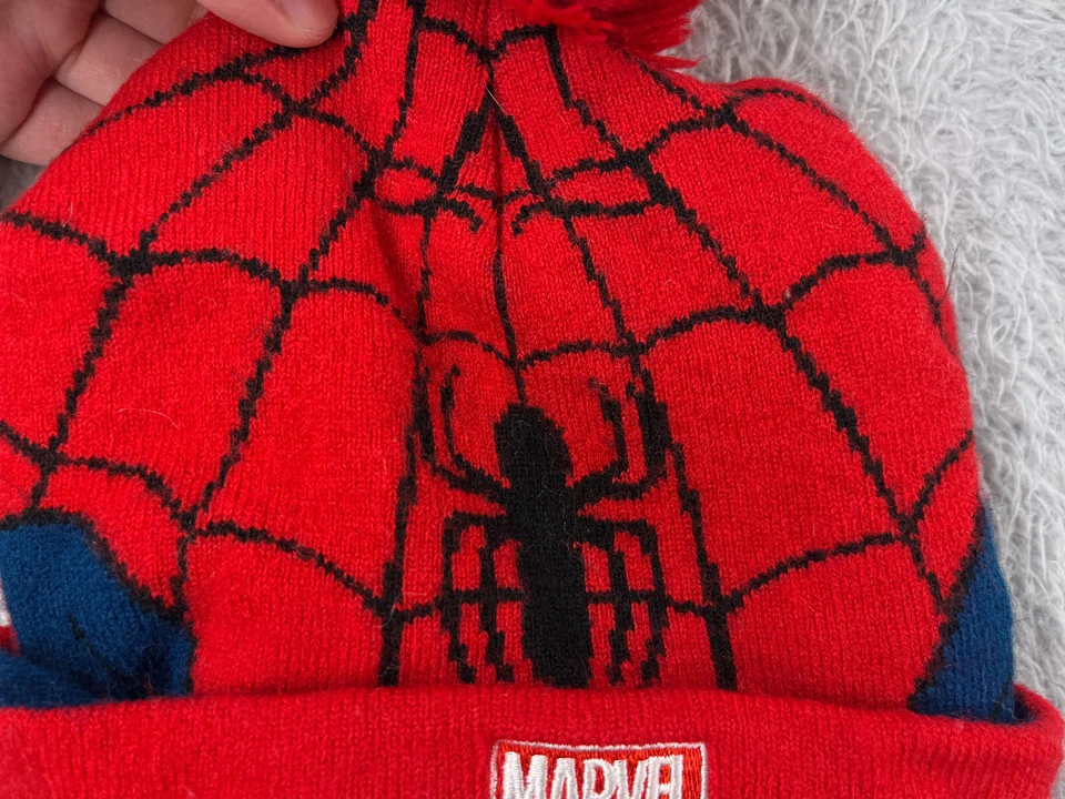 Gorro Spiderman Toque Juvenil Talla Única Rojo Tejido Bordado Acrílico Mezcla Esquí Pom Foto 3 de 4