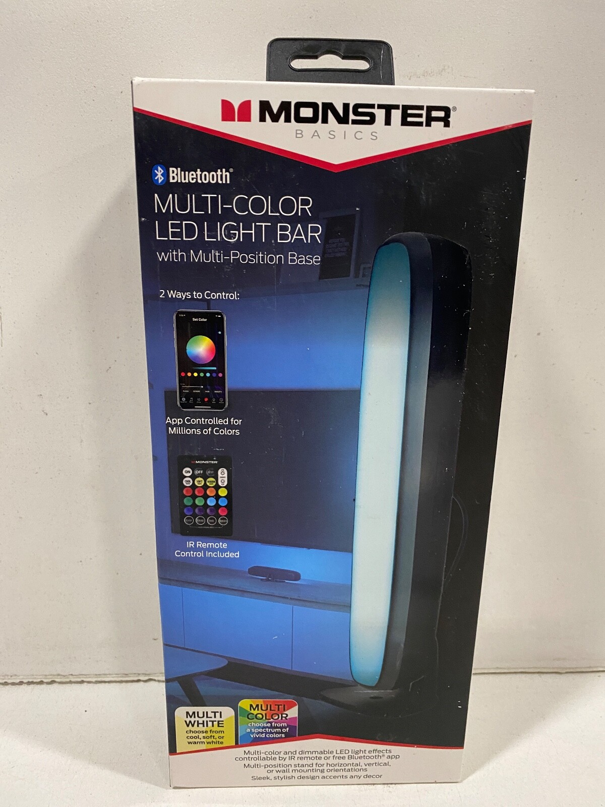 Monster Smart Robe Light Box Monster+Smart+MLB7-1030-BLK+Bluetooth+Multi-Position+LED+Light+Bar+With ...