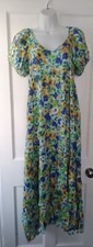 Women Gathered Puff Sleeve Maxi Summer Dress UK Size 12