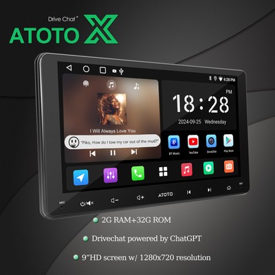 ATOTO 2+32G Universial 9'' Carplay Stereo Head Unit Radio Apple Android w/RWC