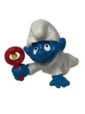 Smurfs 20203 Baby Smurf Blue Pajamas Rattle Peyo Vintage Figure Toy PVC Figurine