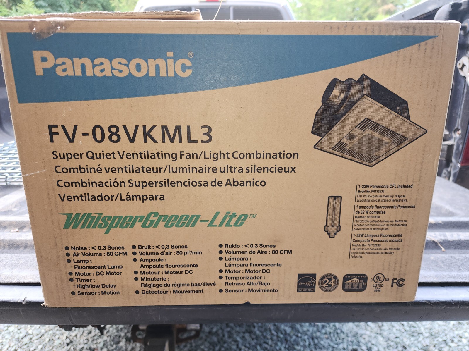 Panasonic fv-08vkml3 bathroom exhaust fan light combo with motion ...