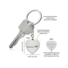 Engraved Heart Keychain - Mama Cat With 4 Kittens