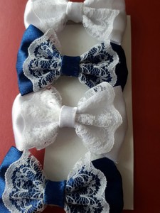 2 Pairs Navy Blue School Girls Kids Hair Bows Snaps Alligator