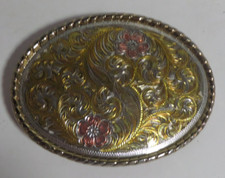belt buckle flower viny leaf design