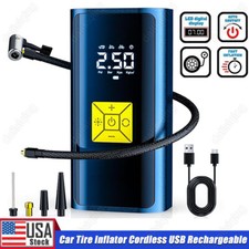 Car Tire Inflator Cordless Digital USB Rechargeable Tire Air Compressor Pump 12V