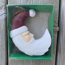 Vintage Wooden Hand Carved Hand Painted Santa Claus Christmas Ornament