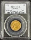 Pcgs MS 63 1908 $5.00 Gold Indian Head