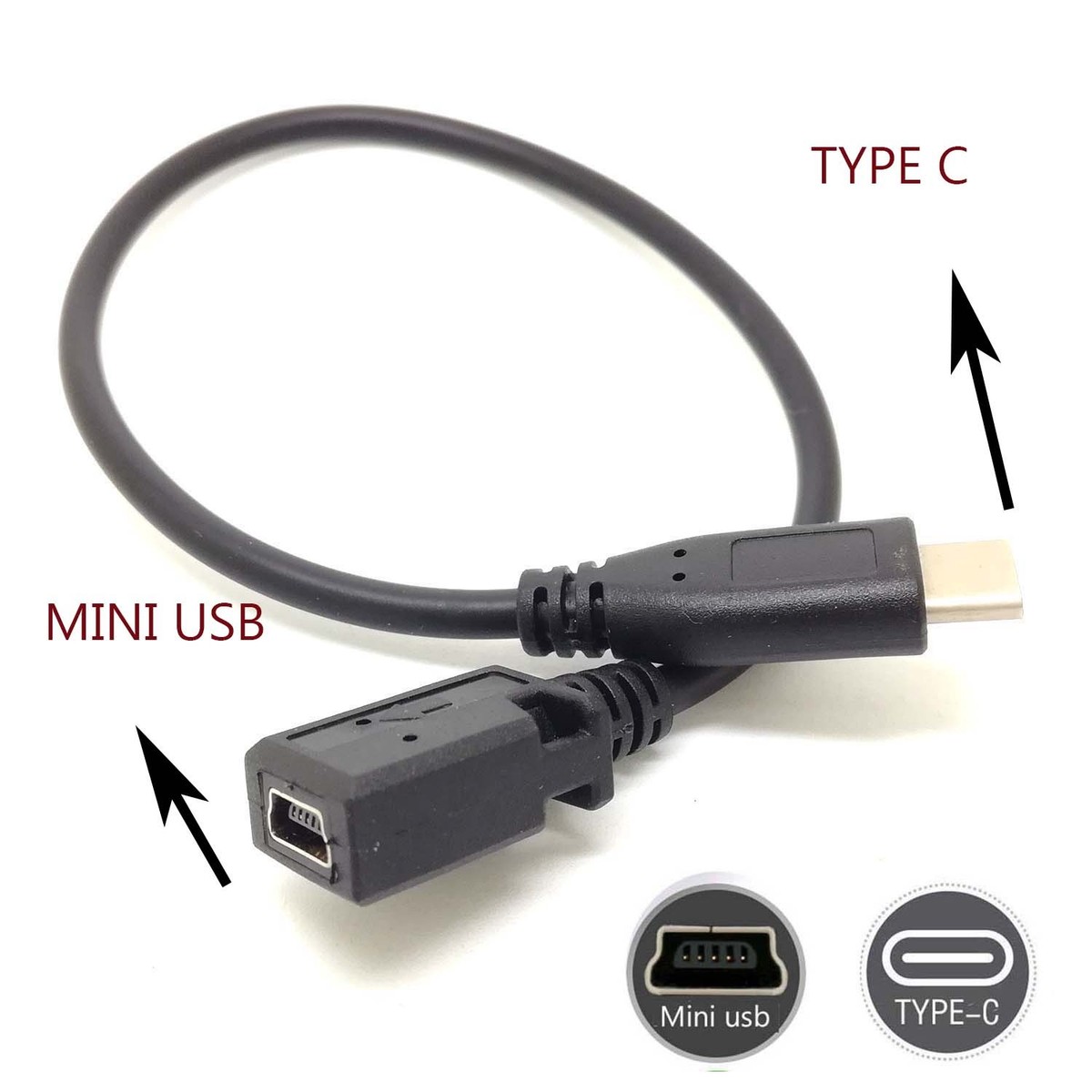 みぃ USBタイプC Type C USB 3.1 Male to Mini USB Female Charging Data Cable Cord