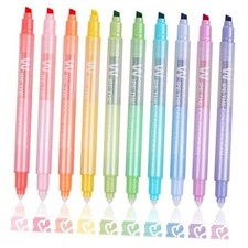 Erasable Highlighters, 10 Pastel Highlighters Assorted Colors, Dual Tip Cute